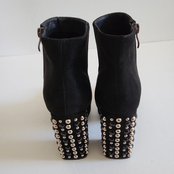 Forever 21 Velvet Suede Heels Booties Womens Size 7 (US)  Side Zip Studs Accent - Picture 8 of 15